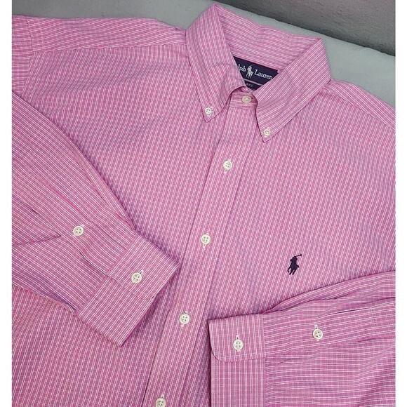 Ralph Lauren Blake Men's Pink Checkered Button Up Shirt Size L - Picture 1 of 5